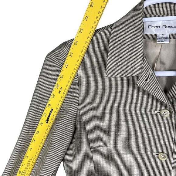 Rena Rowan Womens 4 Linen Blend Pinstripe 2-Piece Pant Suit Set Career Wear - Picture 14 of 16